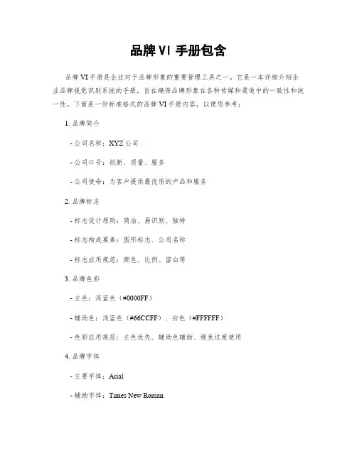 品牌VI手册包含