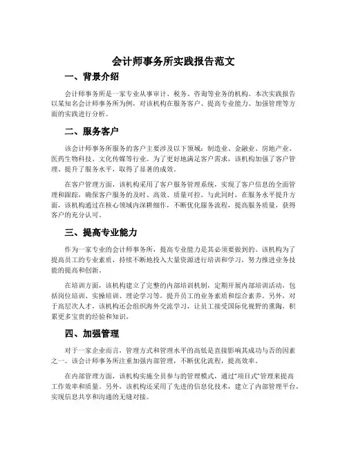会计师事务所实践报告范文