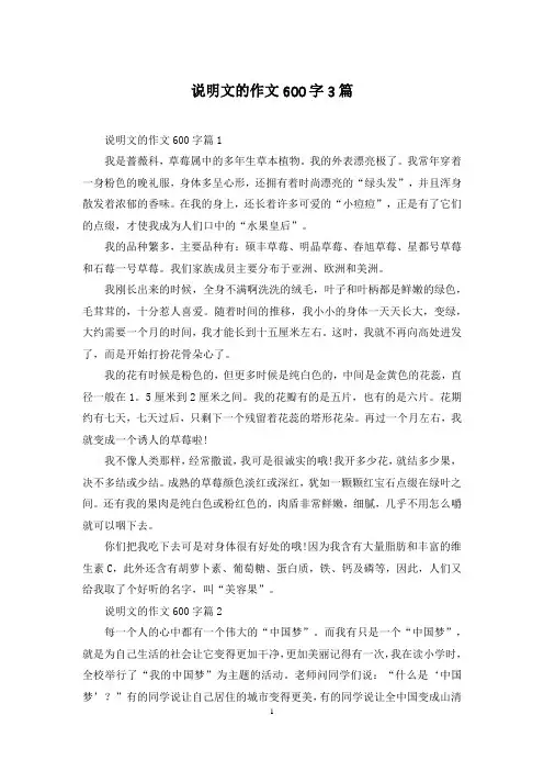 说明文的作文600字3篇