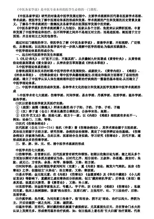 简介《中医各家学说》