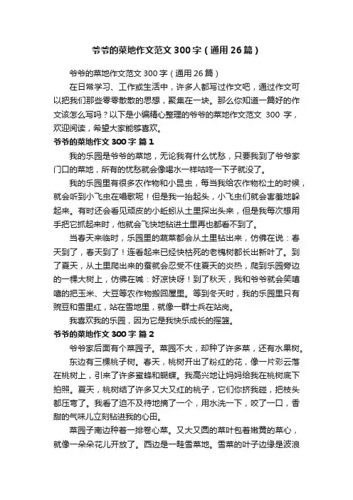 爷爷的菜地作文范文300字（通用26篇）