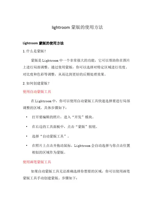 lightroom蒙版的使用方法
