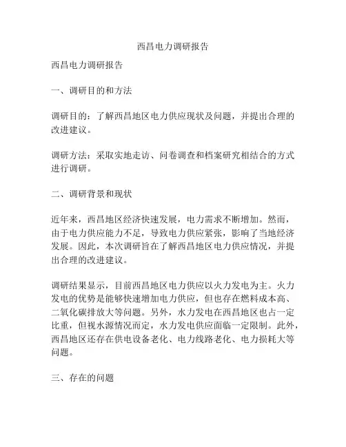 西昌电力调研报告