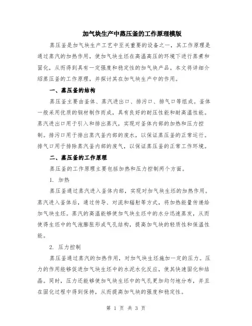 加气块生产中蒸压釜的工作原理模版