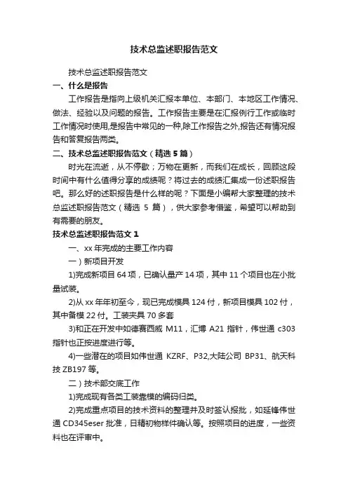 技术总监述职报告范文（精选5篇）