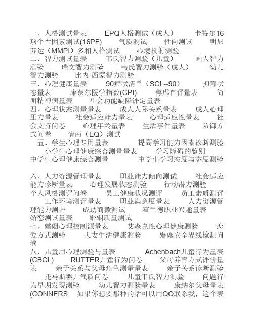 量表分类