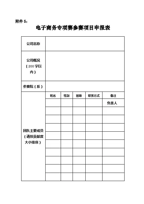 电子商务专项赛参赛项目申报表【模板】