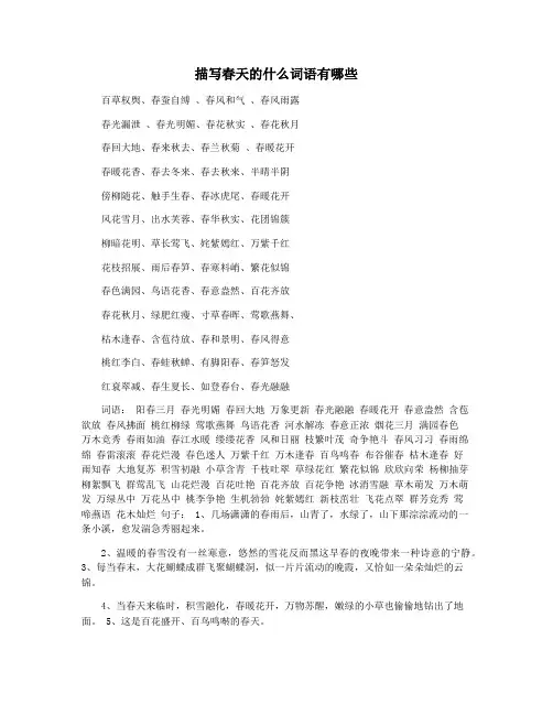 描写春天的什么词语有哪些