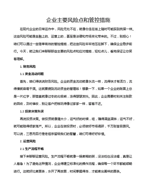 企业主要风险点和管控措施