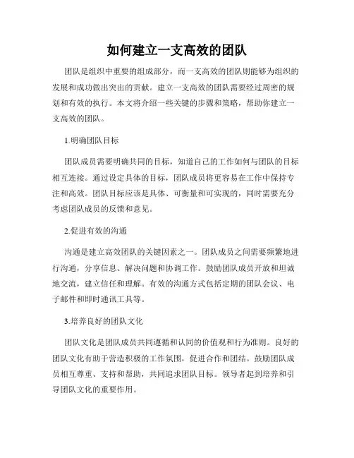 如何建立一支高效的团队