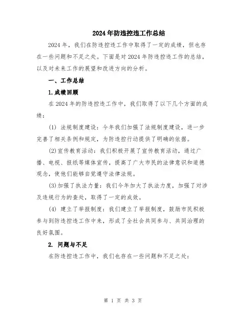 2024年防违控违工作总结