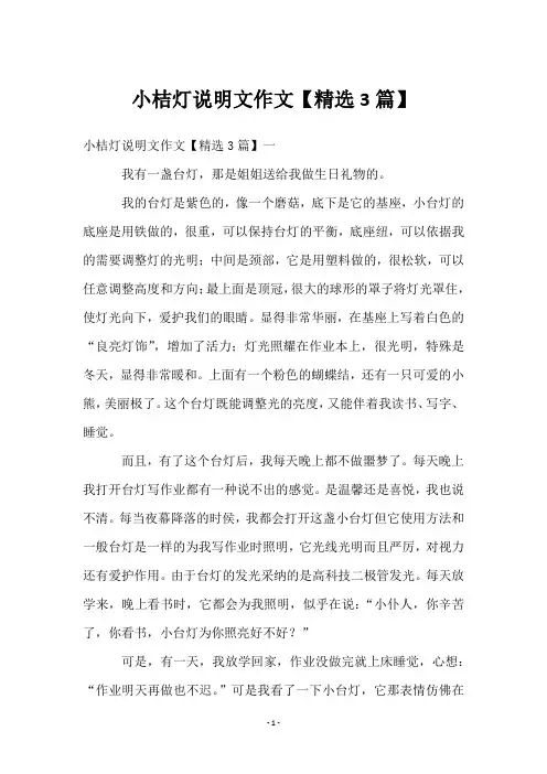 小桔灯说明文作文【3篇】