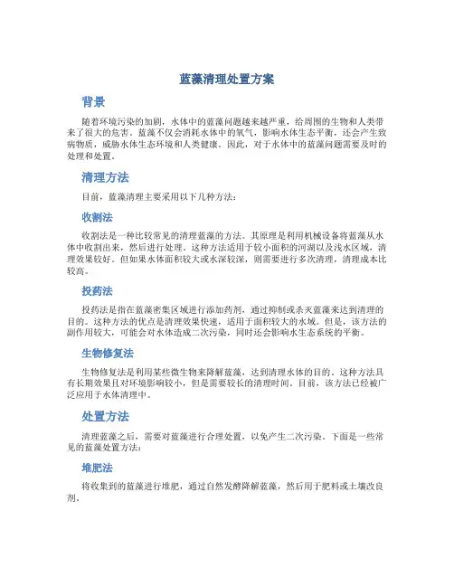 蓝藻清理处置方案