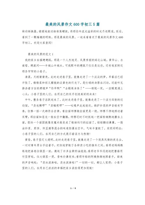 最美的风景作文600字初三5篇