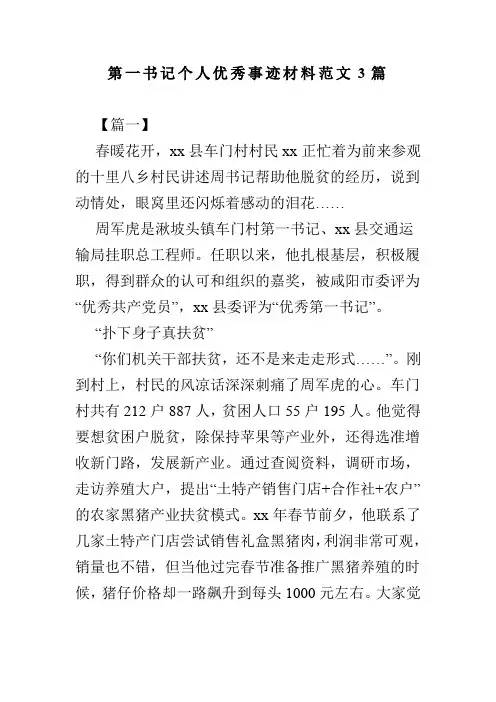 第一书记个人优秀事迹材料范文3篇