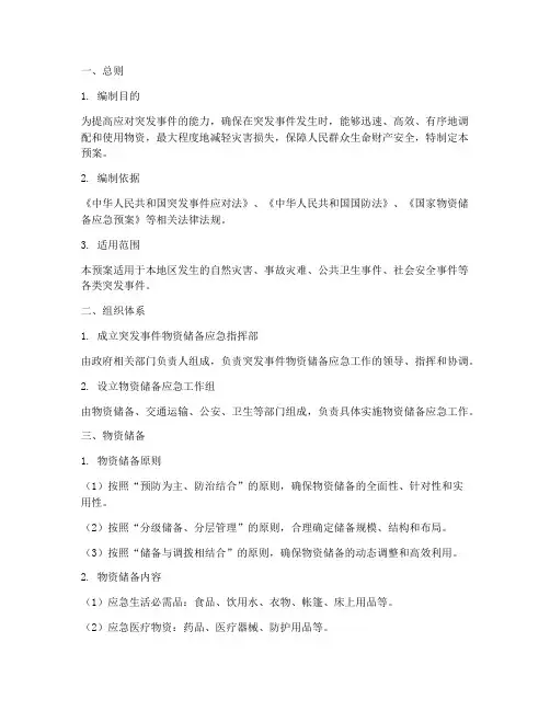突发事件物资储备应急预案