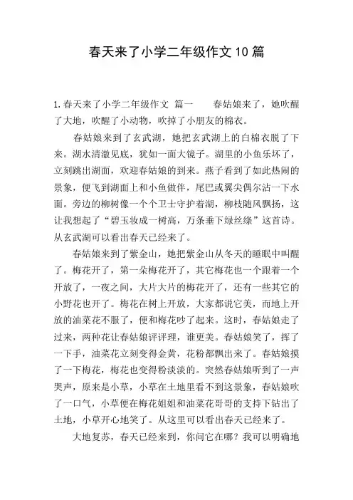 春天来了小学二年级作文10篇