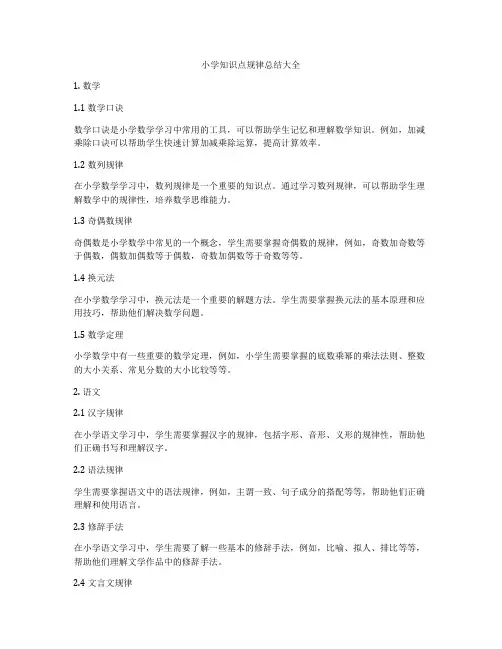 小学知识点规律总结大全