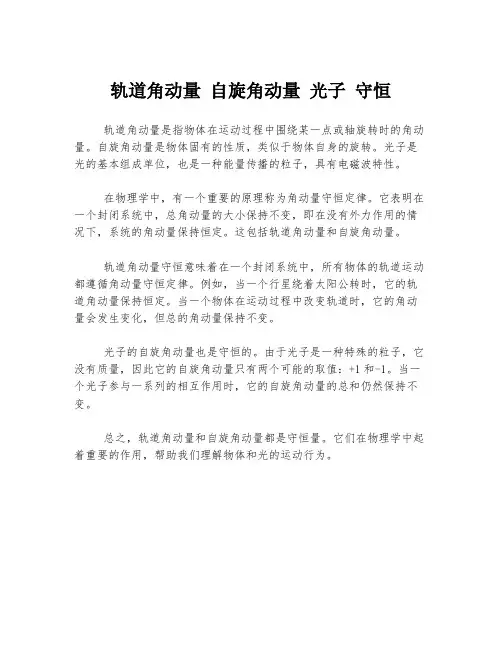 轨道角动量 自旋角动量 光子 守恒
