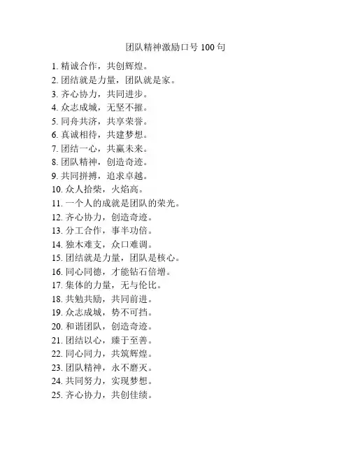 团队精神激励口号100句