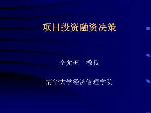 清华大学经济管理学院仝允桓《项目投资与融资决策》课件精讲