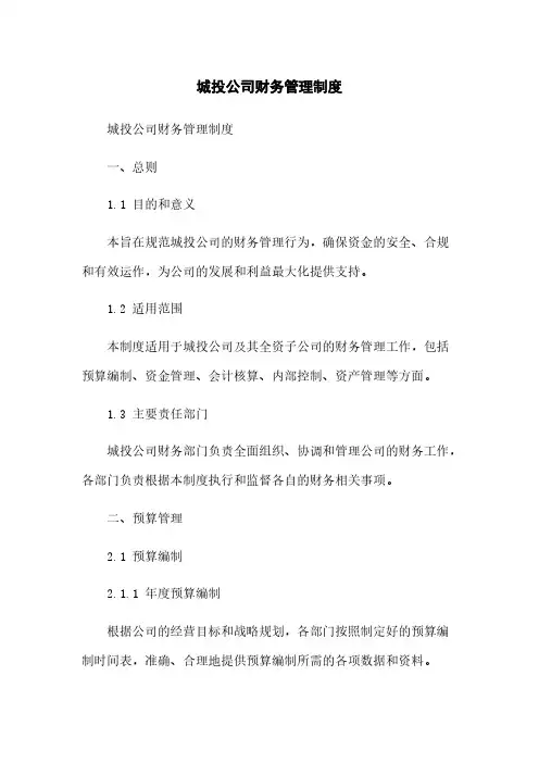 城投公司财务管理制度
