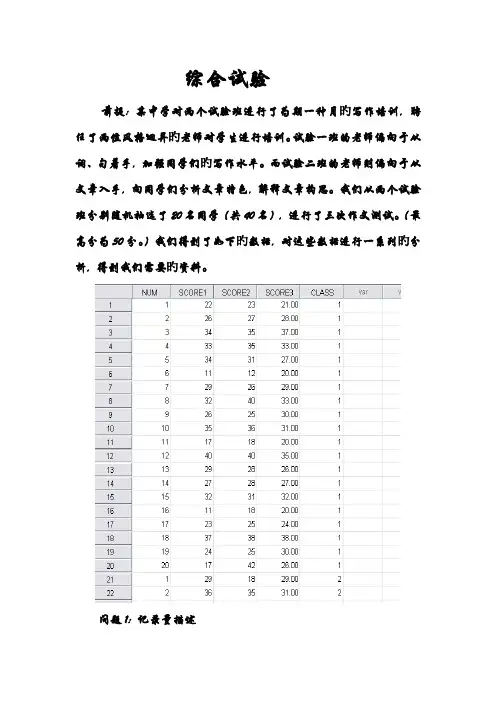 2023年SPSS综合实验报告