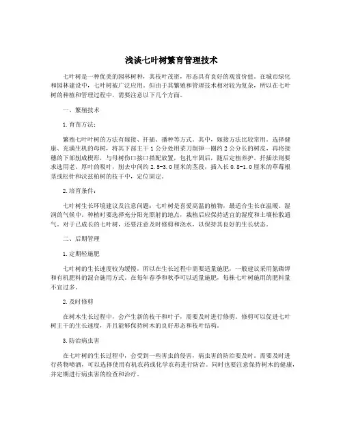 浅谈七叶树繁育管理技术