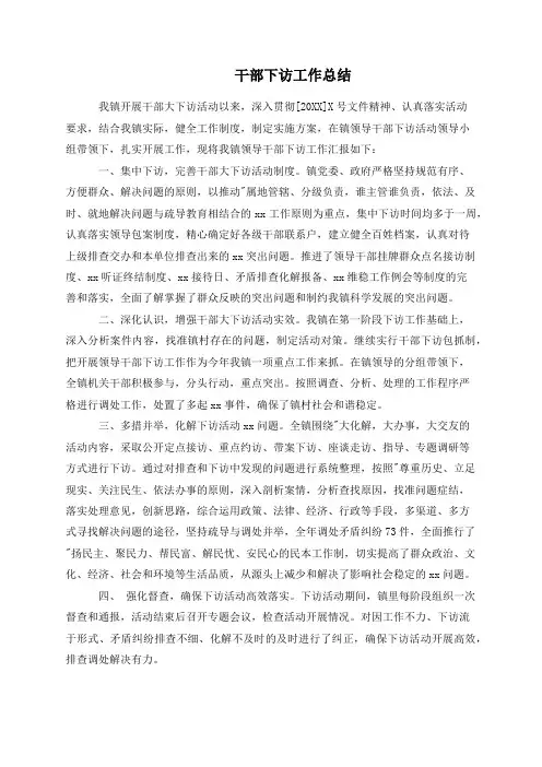 干部下访工作总结