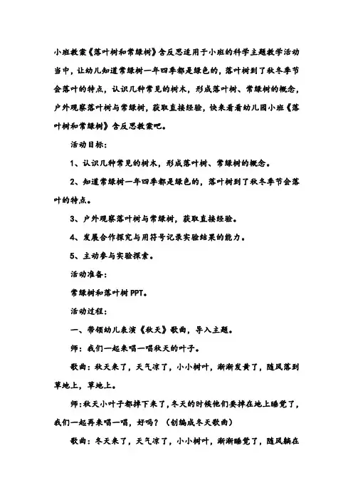 幼儿园小班科学教案《落叶树和常绿树》含反思