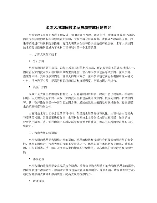 水库大坝加固技术及防渗措施问题探讨