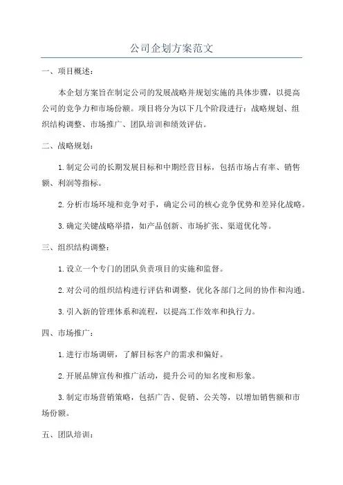 公司企划方案范文