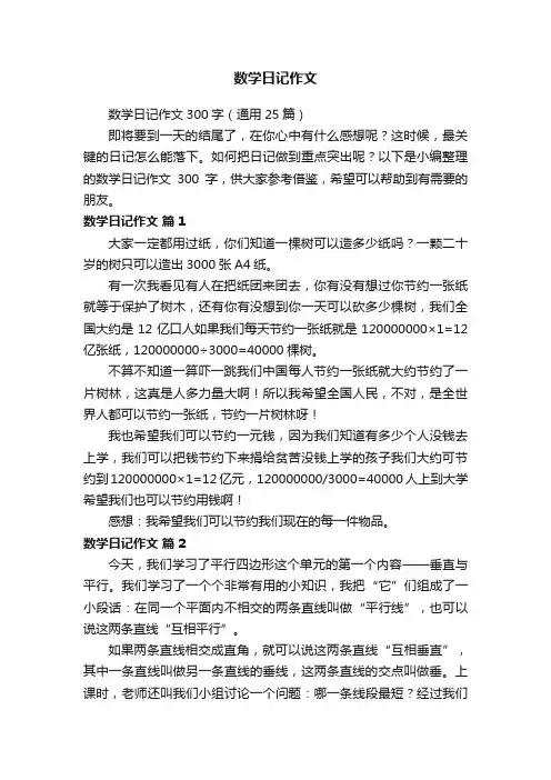 数学日记作文300字（通用25篇）