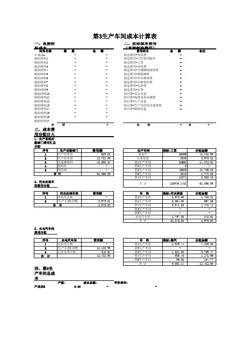 生产企业成本核算表