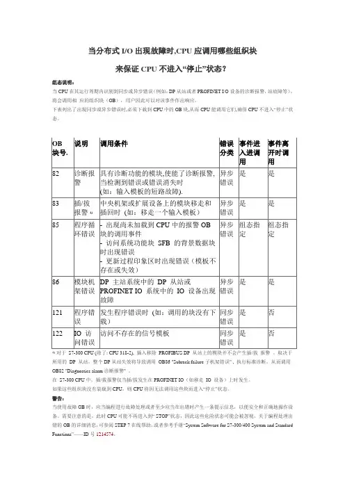 在 STEP 7 V5.5 环境下处理错误需要哪些组织块