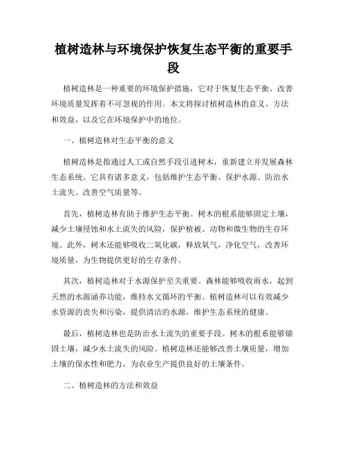 植树造林与环境保护恢复生态平衡的重要手段
