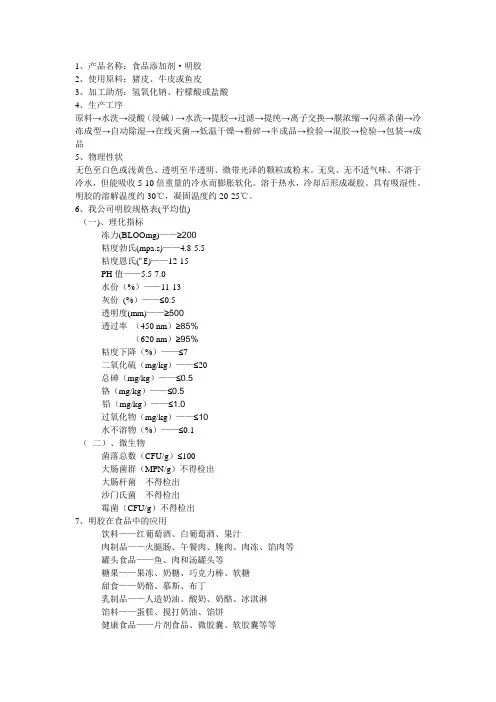 明胶产品描述