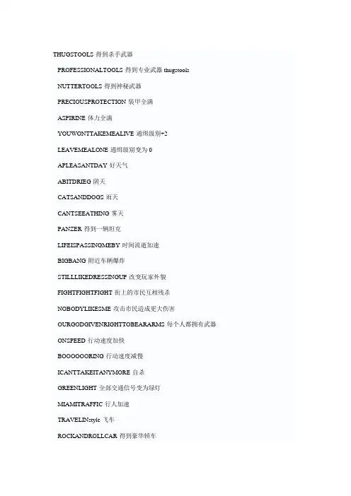 侠盗飞车5秘籍_攻略大全