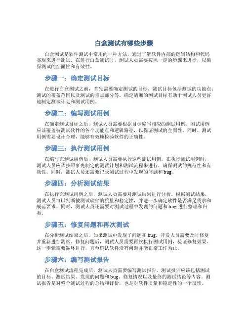 白盒测试有哪些步骤
