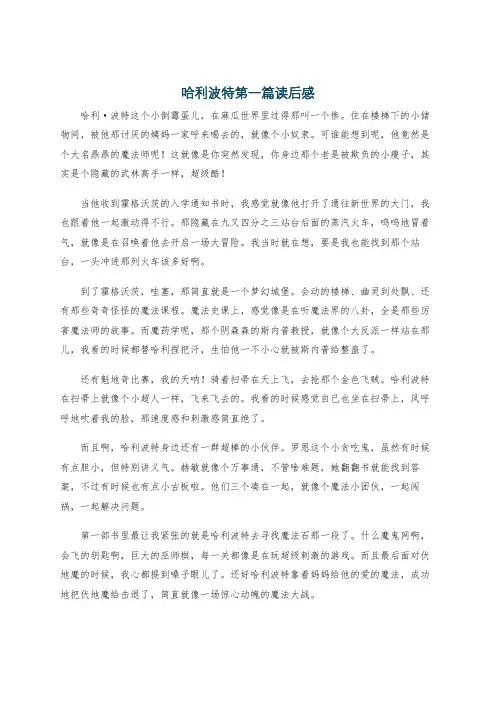 哈利波特第一篇读后感