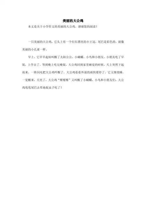 美丽的大公鸡_小学作文