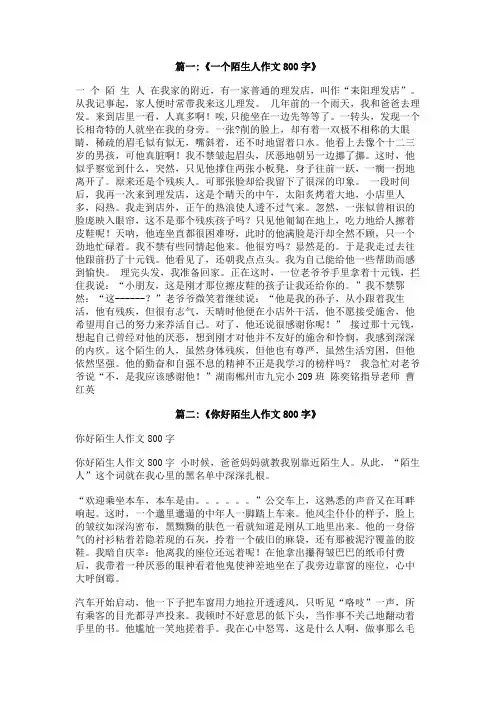 我和陌生人之间的事作文800字