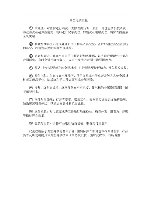 真空电镀流程