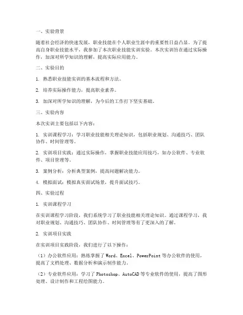 职业技能实训实验报告
