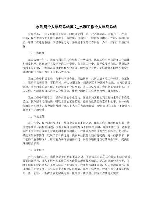 水利局个人年终总结范文_水利工作个人年终总结