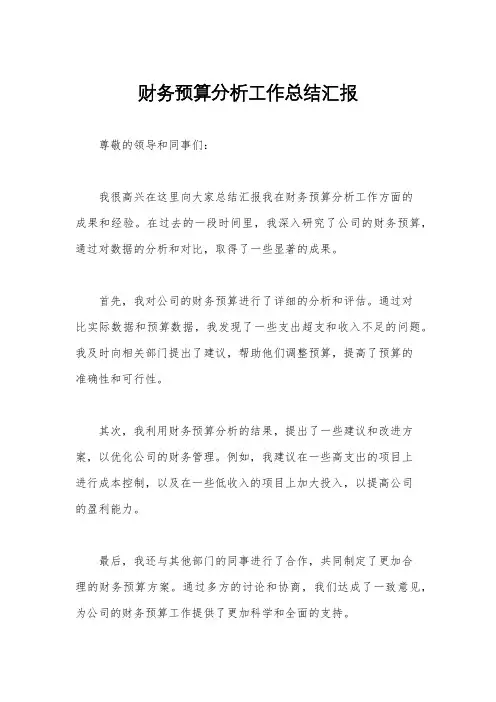 财务预算分析工作总结汇报