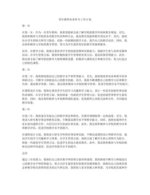 青年教师未来3年工作计划