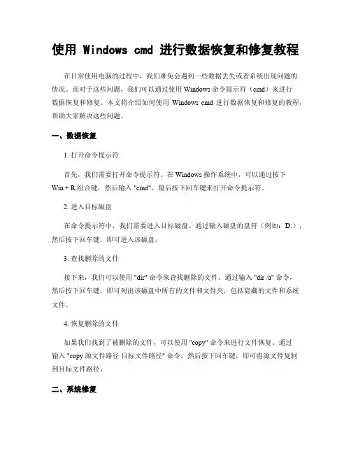 使用 Windows cmd 进行数据恢复和修复教程