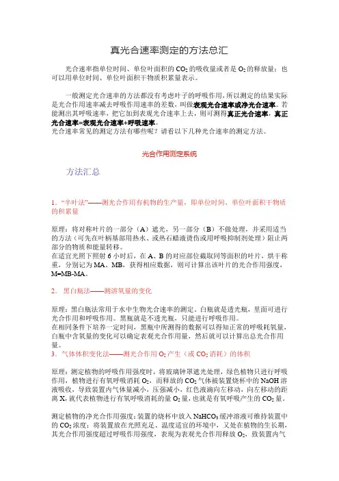 真光合速率测定的方法总汇