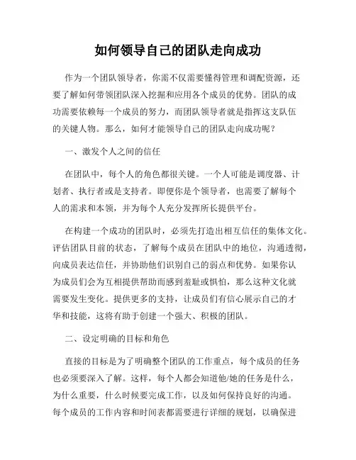 如何领导自己的团队走向成功